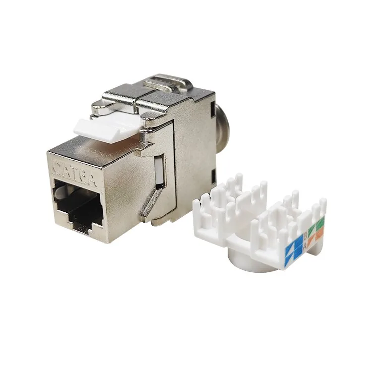 Cat.6A STP Keystone Jack RJ45 , 180°, Toolless