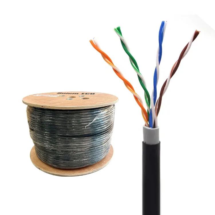 CAT6 UTP Lan Cable Outdoor Black CCA Fluke Test Passed, PE+PVC