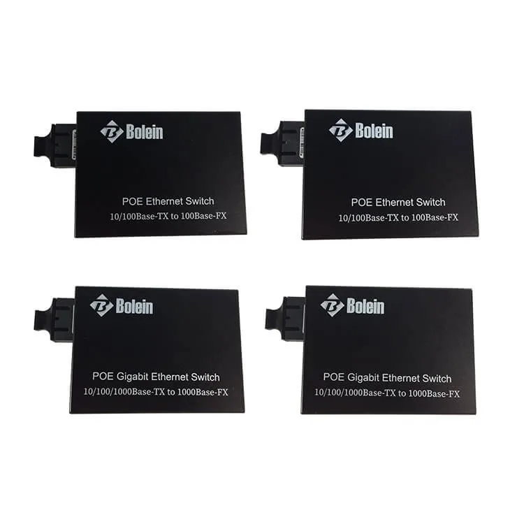PoE Switch Media Converter 100M Base 1FX to 2TX