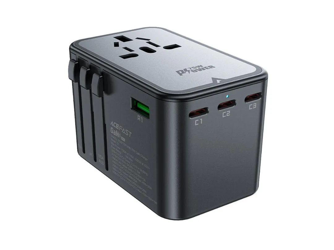 Acefast Travel Charging Adapter Z1 2300W + PD75W GaN (3xUSB-C+2xUSB-A) - EU / US / UK / AU
