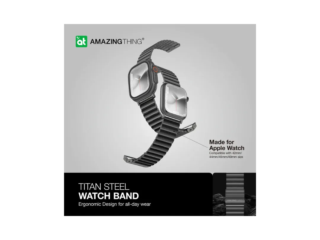 AmazingThing Titan Steel Apple Watch Band Ergonomic Design for All-day Wear