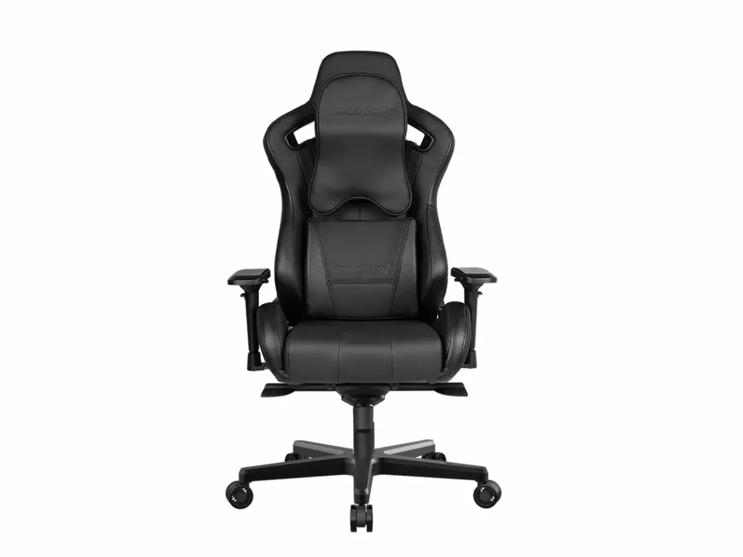 Anda Seat Dark Knight Ergonomic Premium Gaming Style Office Chair - Ergonomic Black Premium black PVC & carbon fiber, 4D Armrest, Lumbar & Headrest cushion Support - Black - AD12XL-DARK-B-PV/CB02
