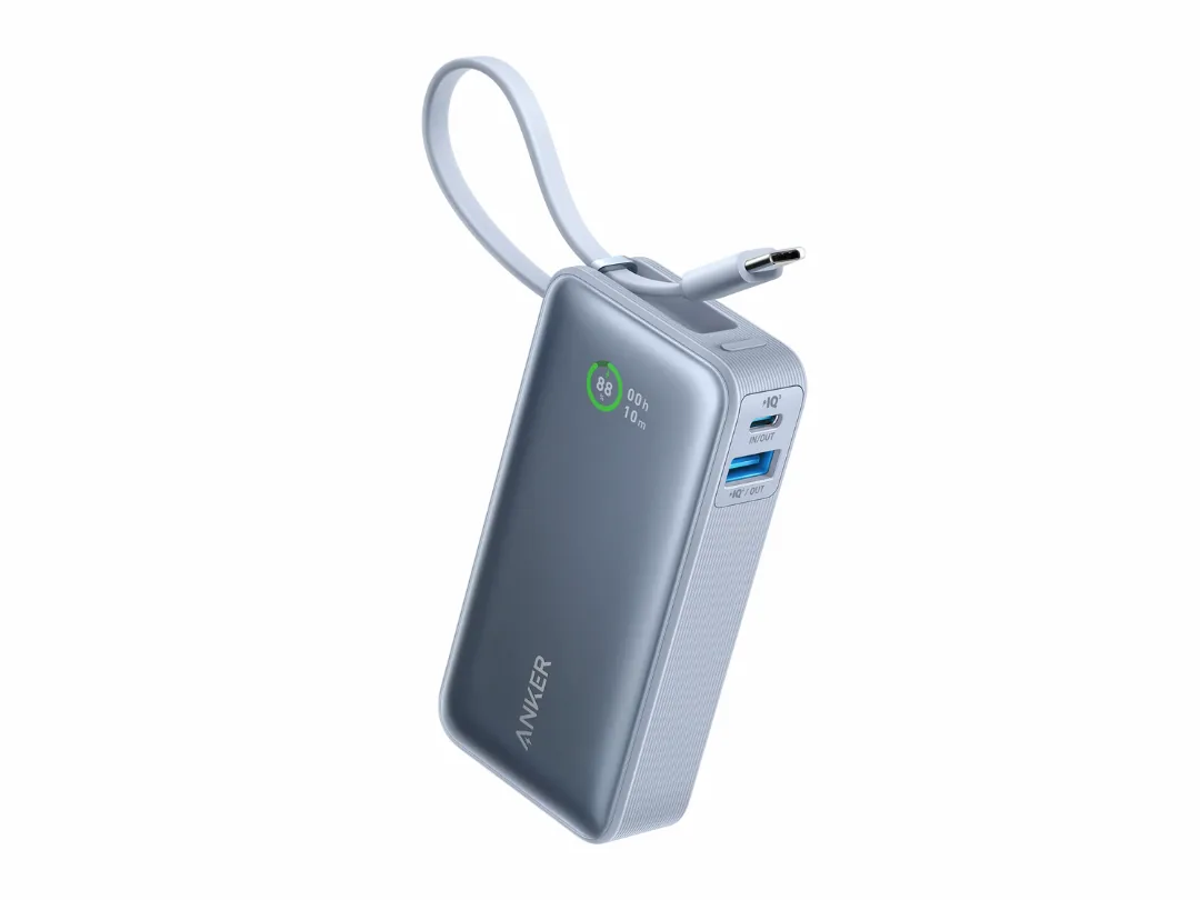 Anker Nano 10,000mAh Power Bank (30W, Built-In USB-C Cable) - A1259H31 - Blue