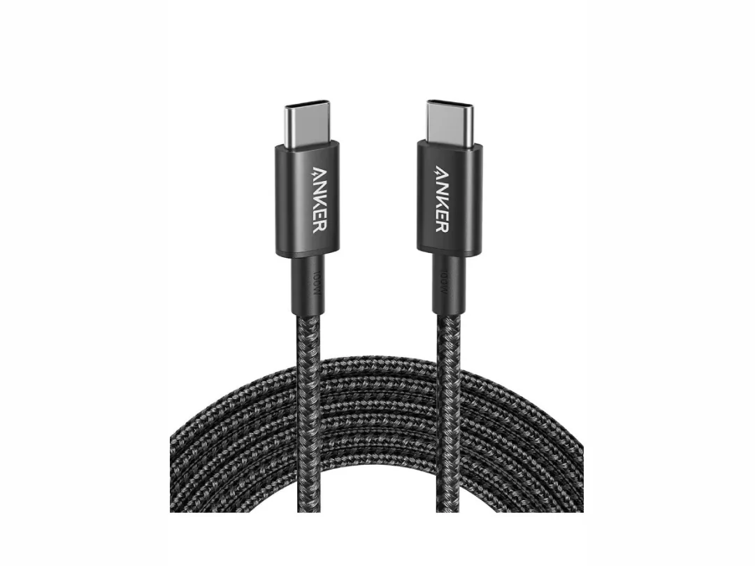 Anker Nylon USB-C TO USB-C 2.0 Braided Cable, 60W Charging, 3.3ft, 1m Length, Fast Charging A8752H11- Black