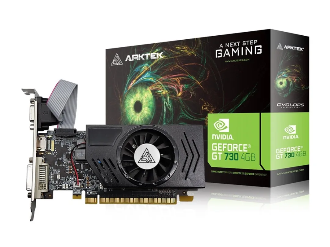 Artek GEFORCE GT730 4GB DDR3 128BIT HDMI, DVI, VGA PCI-E Low Profile Graphics Card - AKN730D3S4GL1