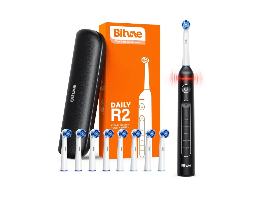 Bitvae R2 Electric Toothbrush with 8pcs Brush Head+1pcs Travel Case