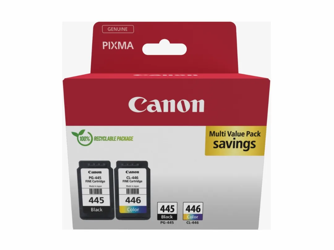 Canon PG445 (Black) & CL446 (Color) BK/C/M/Y Ink Cartridge Combo Pack