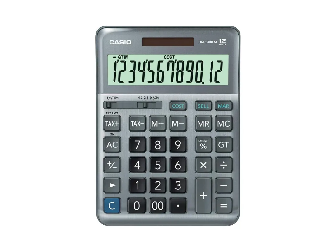 Casio Digital Desktop Calculator, Grey - DM-1200FM-W-DP
