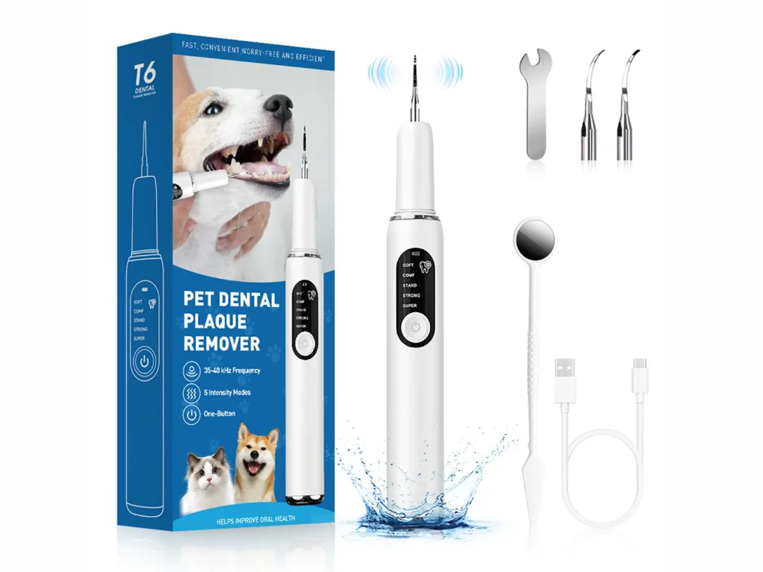 Curvy Moon T6 Electric Pet Ultrasonic Teeth Cleaner -Tooth Calculus Plaque, Teeth Stains & Tartar Remover for Cats, Dogs and Pets