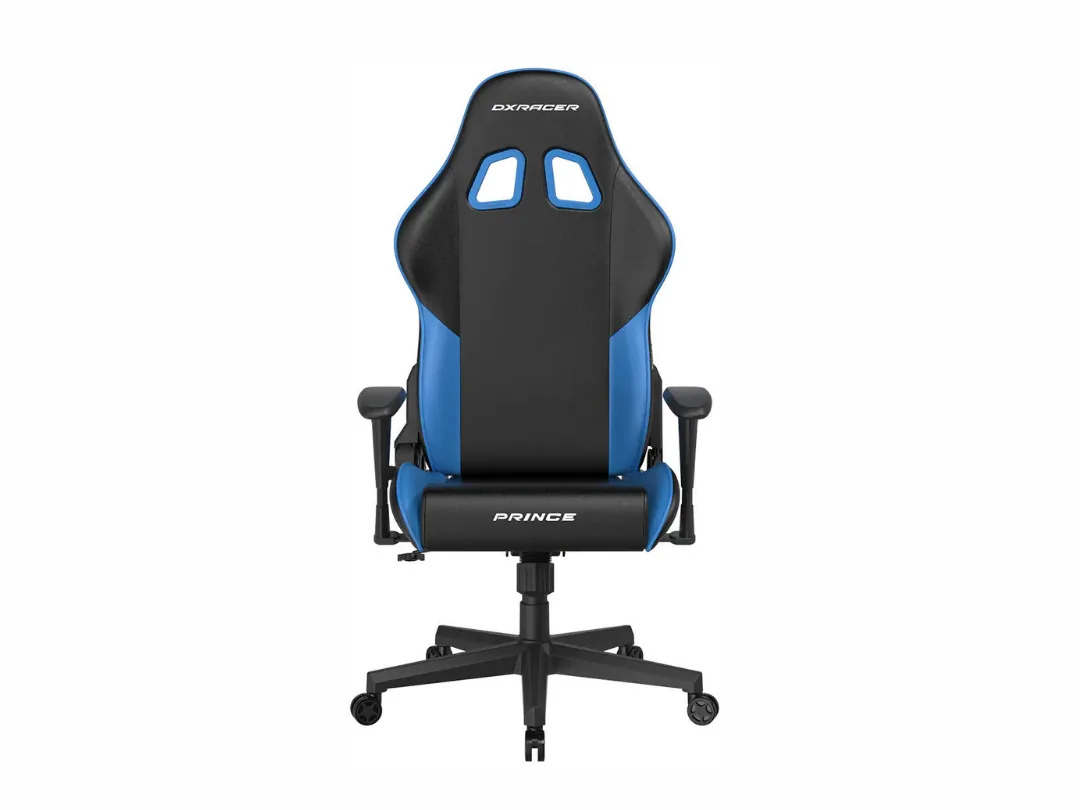 DXRacer Prince Series P132 Gaming Chair, 1D Armrests, Premium PU-leather Upholstery, 6cm PU-Coated Casters, Max150kg Weight Load, Black / Blue | GC-P132-NB-F2-158