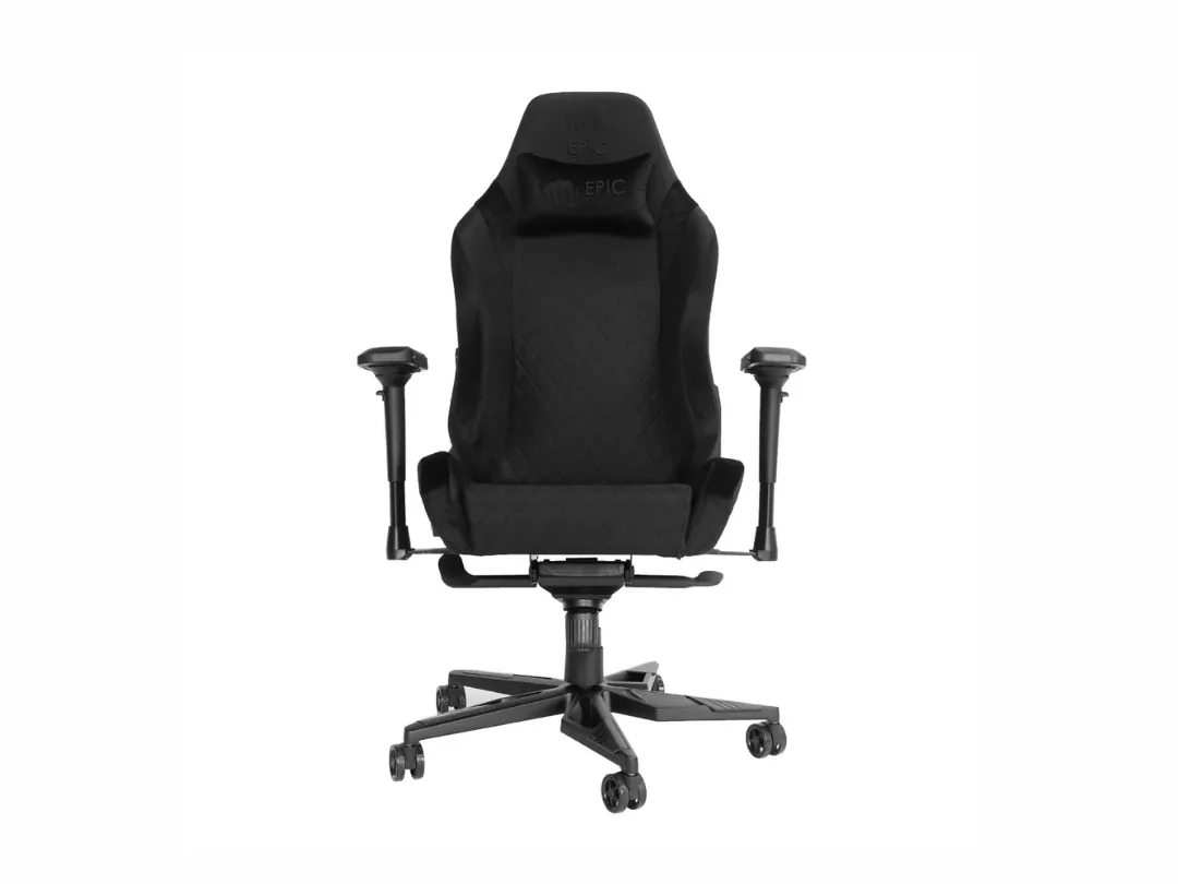 Epic Gamers Flex Gaming Chair - Black - 4D Armrests, Premium Black Fabric, Memory Foam Headrest, 60mm Racing Casters, Max150kg Weight Load, Black / Blue