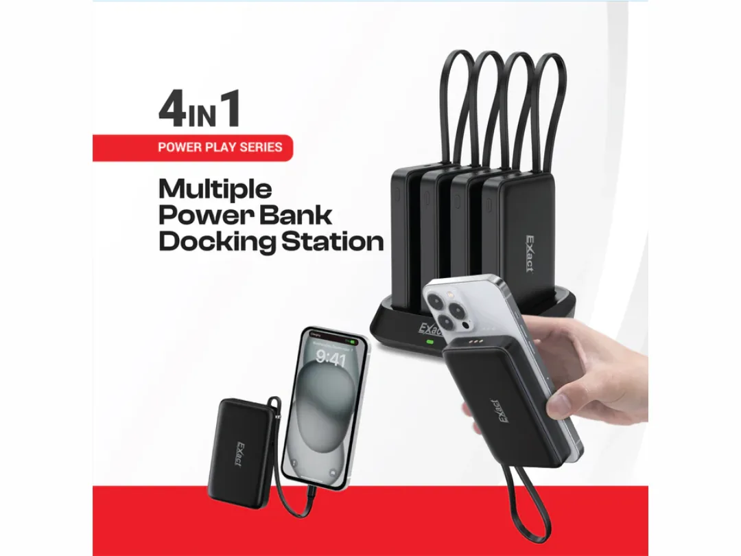 Exact Power Bank Docking Station (4 x 10,000mAh) – 4-Slot Charging Base for Multiple Power Banks- EX1063