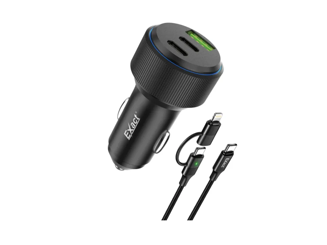 Exact Turbo Drive II 60w Car charger with 2 in 1 cable (Type-C + Lightning/Micro USB)
