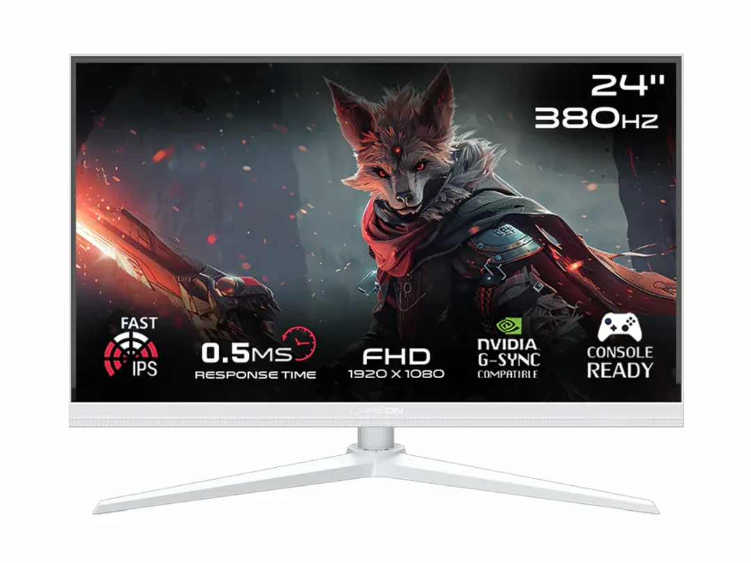 GAMEON Artic Pro Series 24" FHD Fast IPS Gaming Monitor, 380Hz, MPRT 0.5ms, HDMI 2.1 & DisplayPort 1.4,  (Supports PS5) - White - GOAP24FHD380IPS