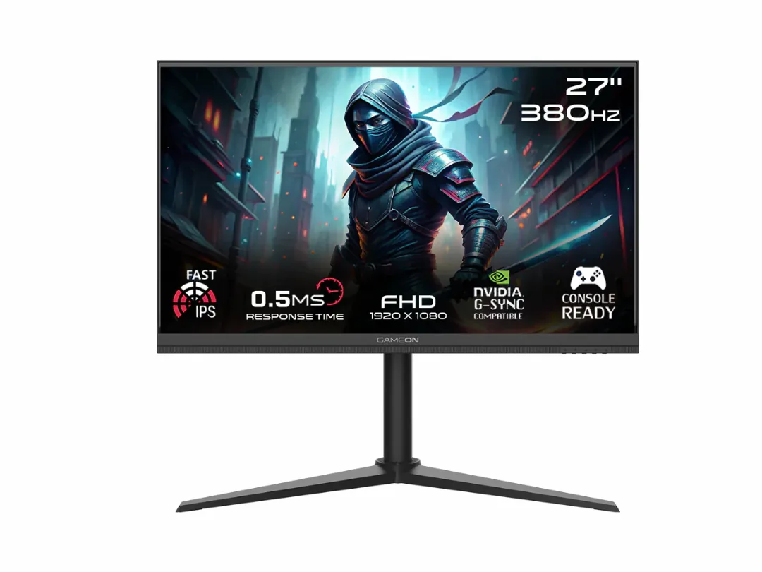 GAMEON Midnight Pro Series 27" FHD Fast IPS Gaming Monitor, 380Hz, MPRT 0.5ms,  2 x HDMI + 2 DisplayPort (Supports PS5) - Black - GOMP27FHD380IPS