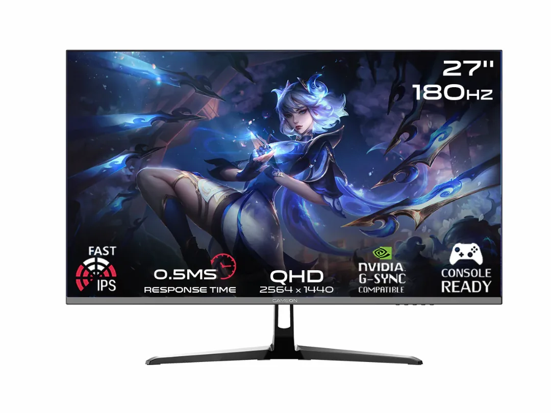 GAMEON Pro Series 27"" QHD Fast IPS Gaming Monitor, 180Hz, MPRT 0.5ms, 2 x HDMI + 2 DisplayPort (Supports PS5) - Black - GOPS27QHD180IPS