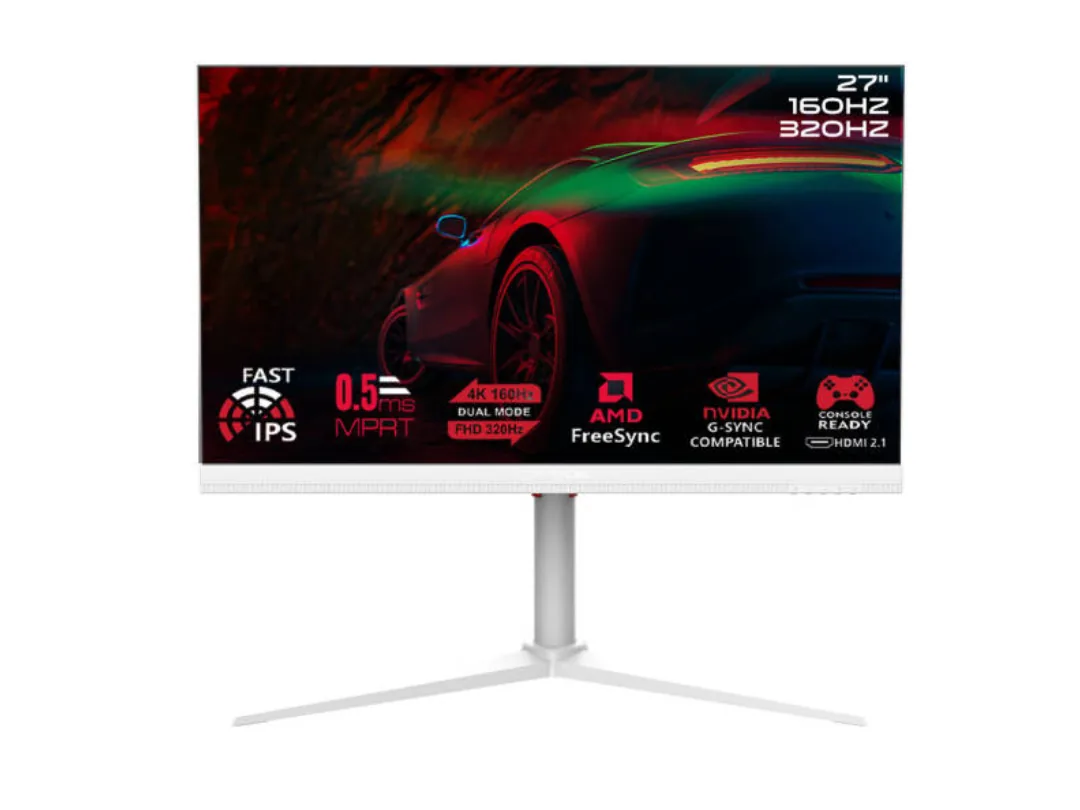 GAMEON Switch X Series Gaming Monitor, 27" 4K UHD/FHD Dual Switch 160/320Hz IPS Display, MPRT 0.5ms, HDMI 2.1, G-Sync & FreeSync, 5W Built-in Stereo Speakers, Supports PS5, White | GOSX27W