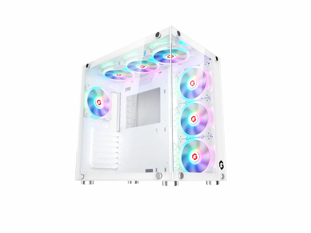 GAMEON Emperor Arctic II Series Mid Tower Gaming Case (7x 120mm Pre-Installed ARGB + PWM Fans) - White