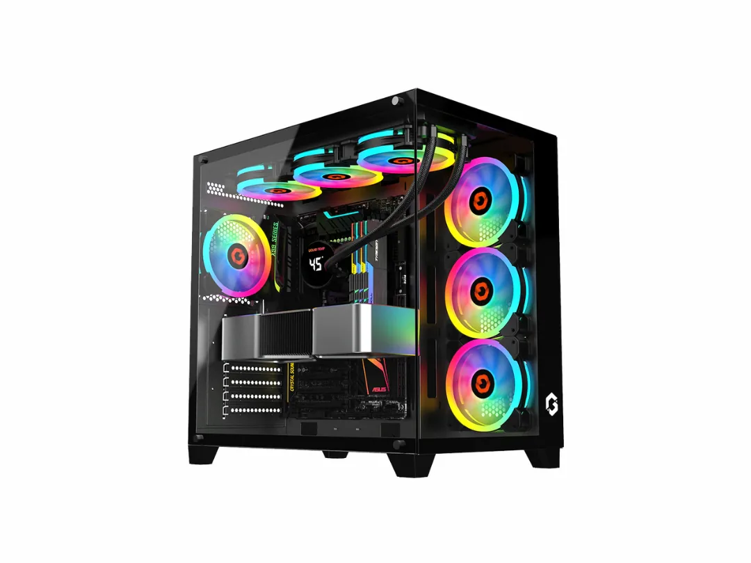 GAMEON Emperor Midnight Series Mid Tower Gaming Case (7 x 120MM ARGB+PWM Fans Pre-installed)- Black