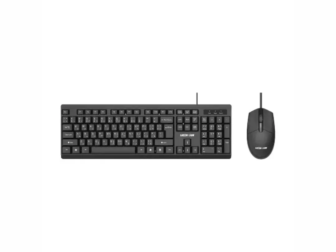 Green Lion GKM-100 Wired Keyboard and Mouse Combo - Black - GNGKM100WKBK