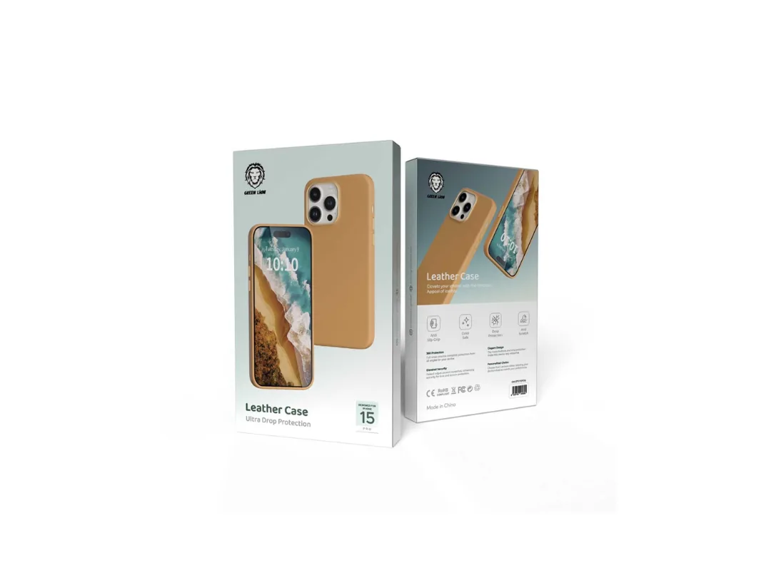 Green Lion iPhone 15 Pro Leather Case