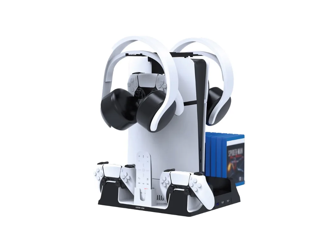 Green Lion PS5 Cooling Stand Charging Station - White