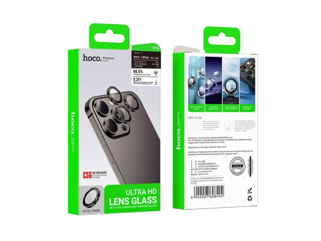 Hoco Crystal Clear HD 3D Metal Frame Lens Glass for iPhone 16 / 16 Plus - Silver