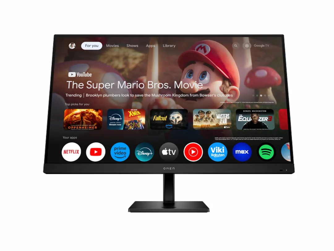 HP OMEN 31.5 4K UHD Smart Gaming Monitor, 4K UHD Display (3840 x 2160), IPS Panel Technology, 144Hz, VESA DisplayHDR 400, 1ms, DisplayPort, HDMI - Black - 99Z68AS
