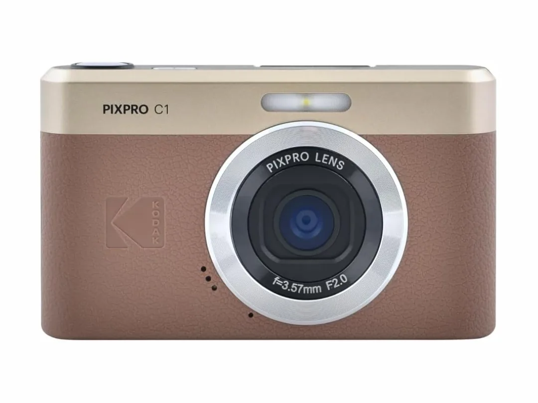 Kodak PixPro C1, Point & Shoot Compact Digital Camera - 1/3" 13-megapixel, 4X Optical Zoom, Full HD Video, 2.8" 180 Degree LCD Flip Screen - Brown