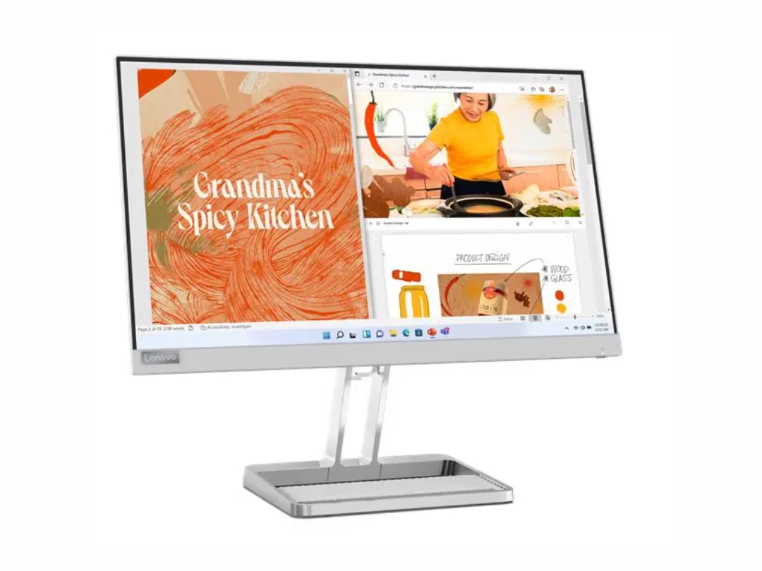 Lenovo L22i-40 Monitor, 21.5" FHD IPS Display, 75Hz Refresh Rate, 4ms, HDMI, VGA, Built in Speakers, Metal Tilt Stand with Phone holder - 67AEKACBAE
