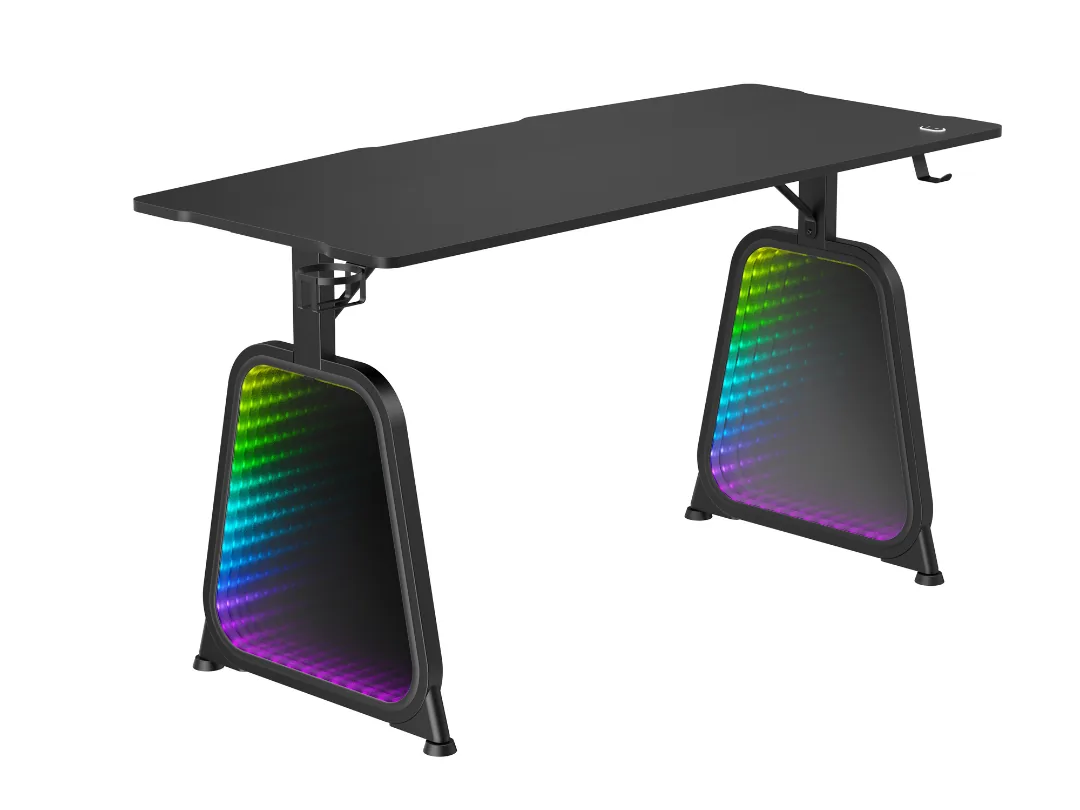 Lumi Infinity Mirror Lighting Gaming Desk (Large Surface) Black, GMD12E-2D