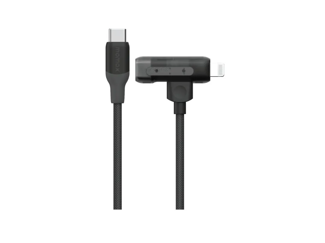 Momax 1-Link Flow Duo 2-in-1 USB-C To USB-C + Lightning Cable 1.5m - Black