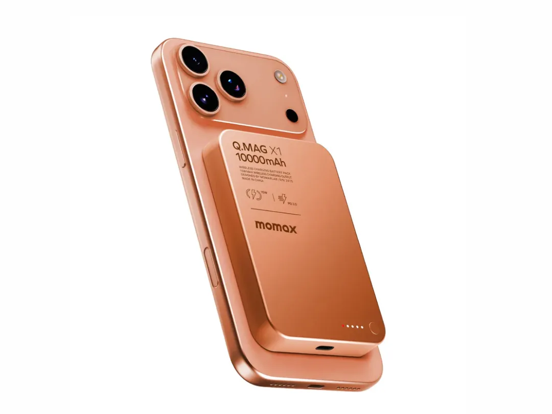 Momax Q.Mag X1 Gen 2 10000mAh Magnetic MagSafe Wireless Power Bank | 15W Qi Wireless Charging, PD20W USB-C Fast Output, Compatible with iPhone 12 Series & Above, MagSafe AirPods and Android Devices - Orange