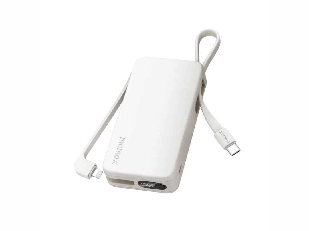 Momax 1-Power Vital+ 10000mAh Power Bank Battery Pack with dual Built-in USB-C cables, 30W PD Fast Charging