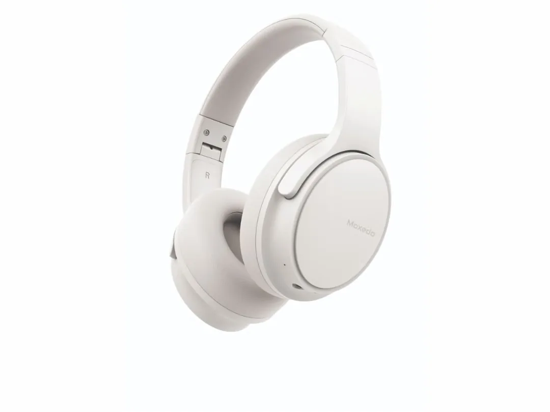 Moxedo Harmoniq Wireless Foldable Over-Ear Headphone - Noise Reduction Microphone, 40 Hours Long Playtime with AI Touch Control (Off-White)