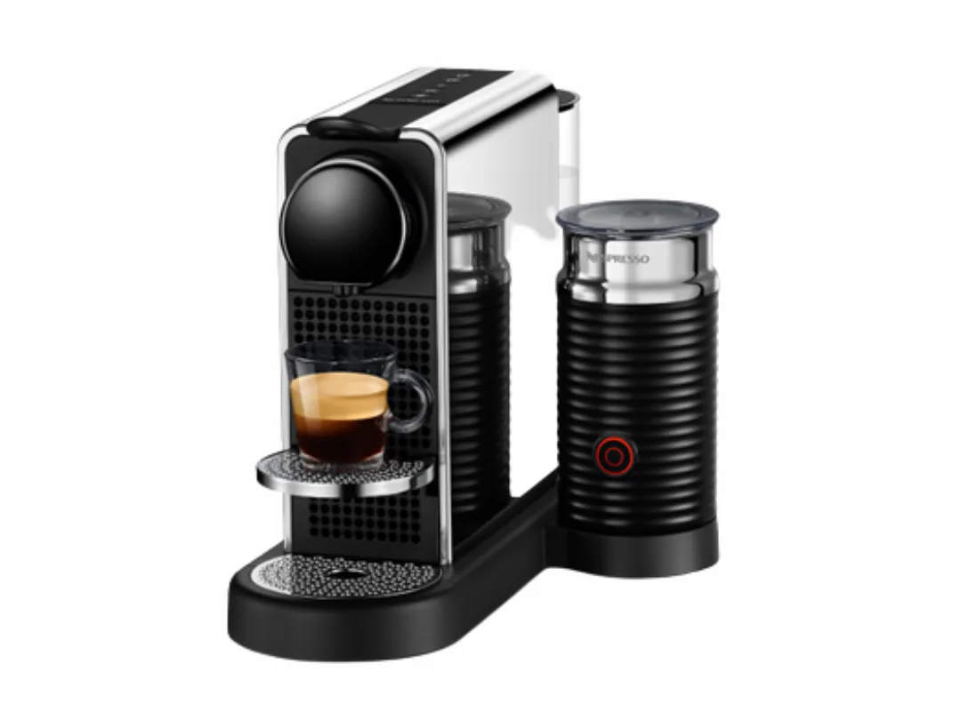 Nespresso CitiZ Platinum & Milk Steel C145 Stainless Steel 1Ltr Coffee Machine with integrated Aeroccino milk frother GNN133MCL00184 | C145-ME-ME-NE