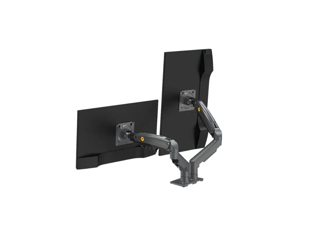 North Bayou NB F160 Dual Monitor Ergonomic Arm – Matte Gray | Fits 17"–27" Monitors