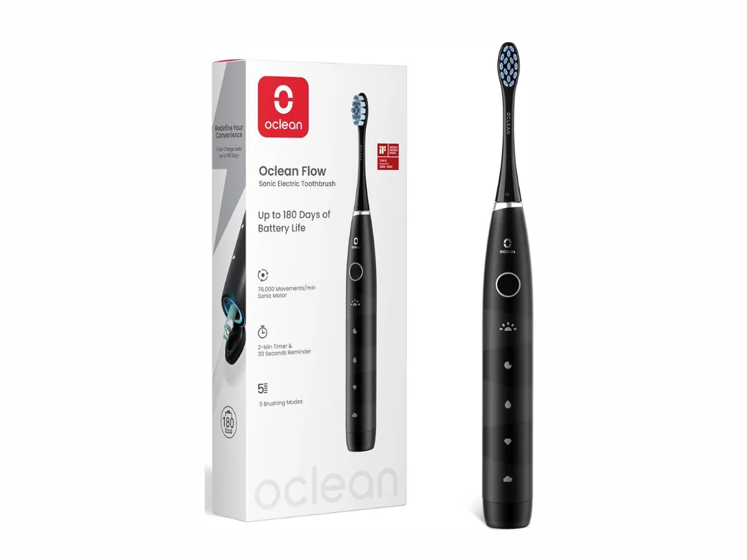 Oclean Flow Smart Sonic Electric Toothbrush - 5 Brushing Modes, 180 Days Battery Life, Fast Charging, 1 Year Warranty