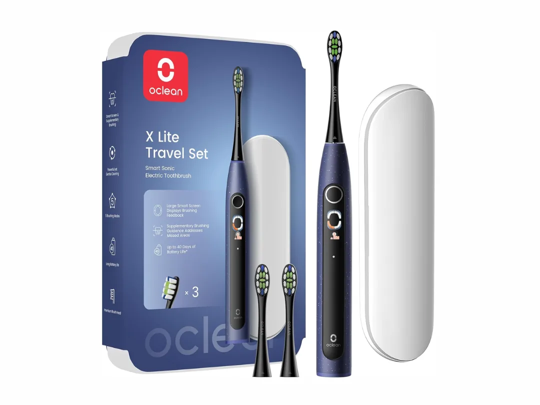 Oclean X Lite Electric Smart Toothbrush Travel Set | Sonic Vibration | Smart Display | 5 Cleaning Modes | Long Battery Life | 1 Year Warranty