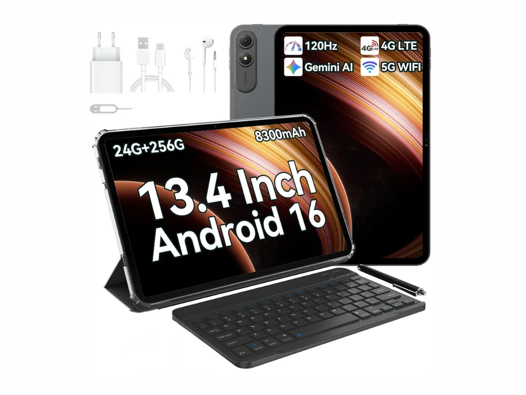 OSCAL PAD 200 13.4 Inch 4G Tablet with Keyboard & Pen, Android 16 24GB RAM, 256GB, 120Hz FHD Eye-friendly Display, 16MP + 8MP, 8300mAh/18W, 4G LTE Dual SIM - Space Grey -  1 Year Warranty