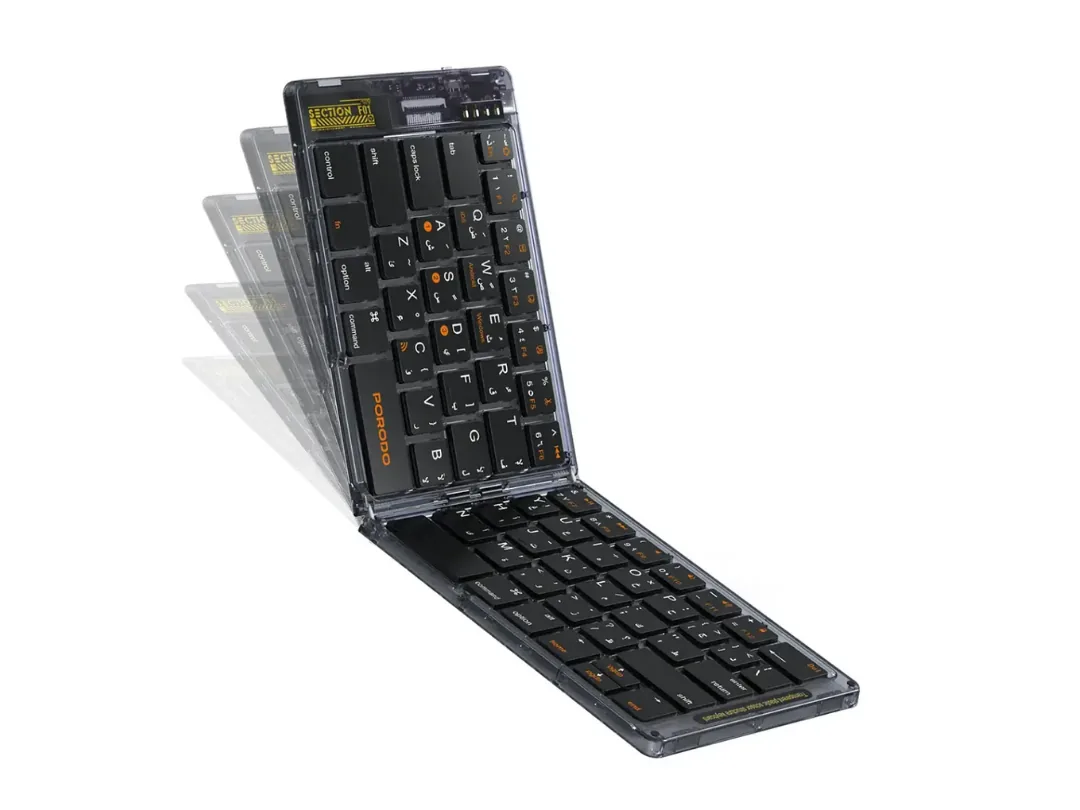 Porodo transparent Crystal Shell Wireless Bluetooth Folding Keyboard (PDETK03BK)
