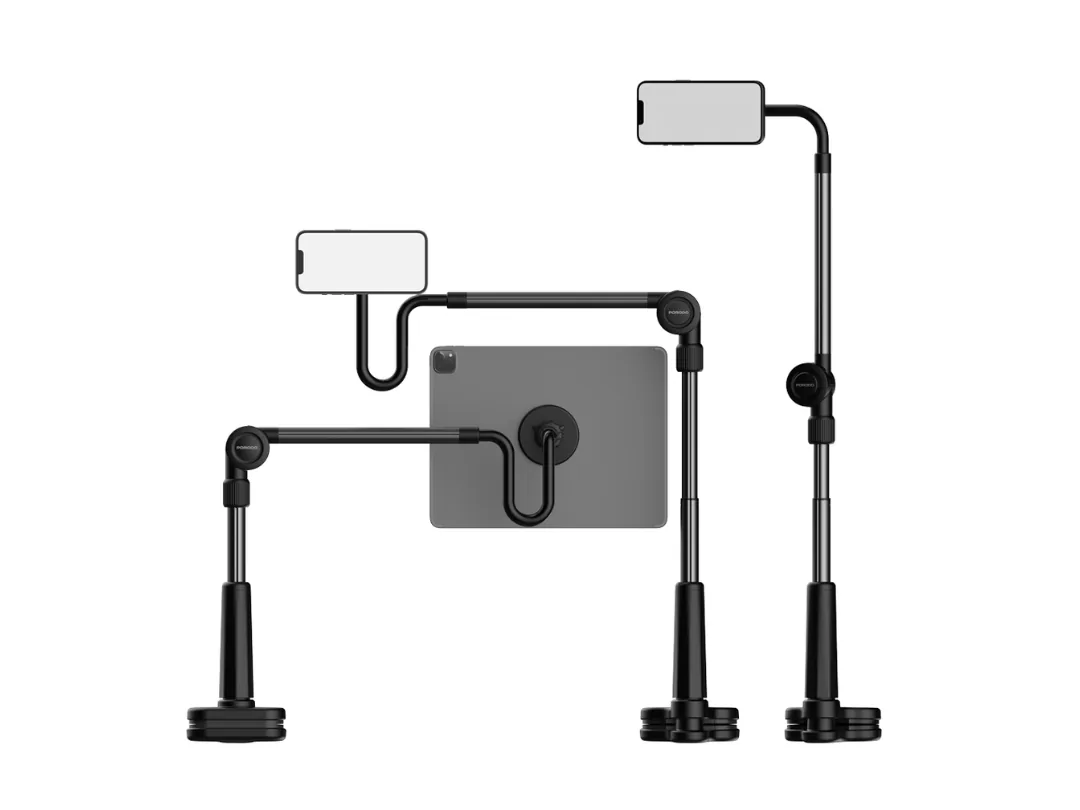 Porodo Lazy Man Desk Stand Mount for Mobiles & Tablets with Magnetic Suction 92CM - Black (PD-LMGS92-BK)
