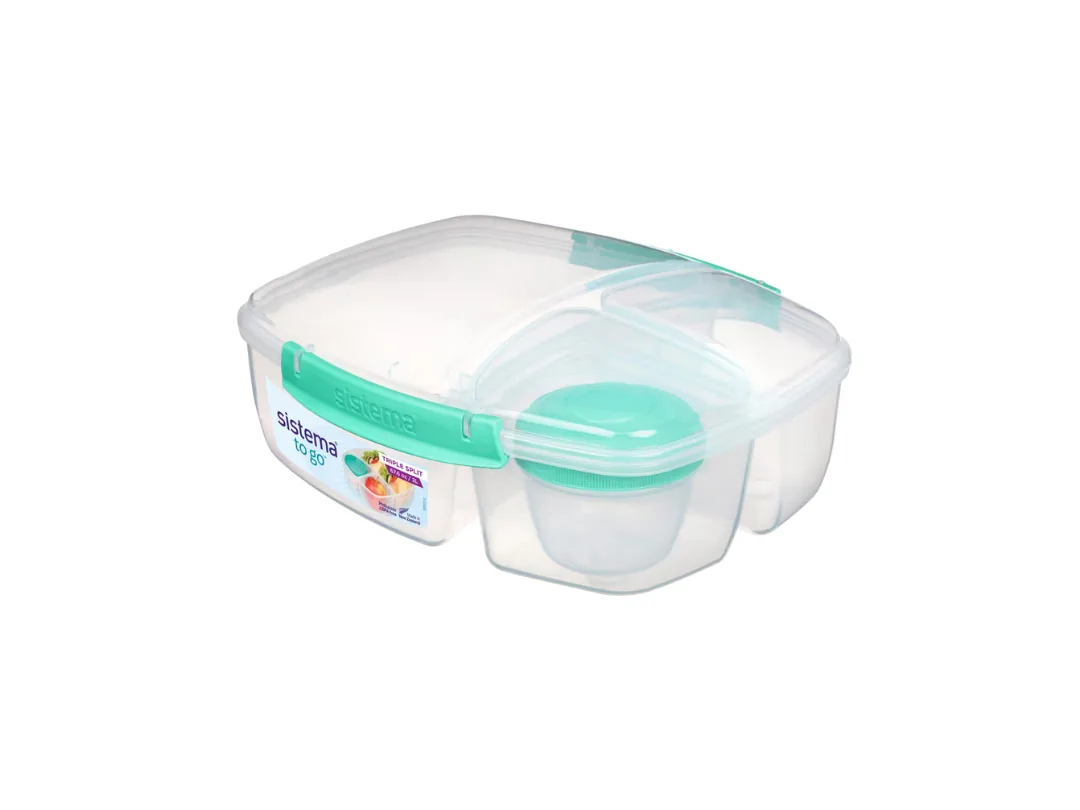 Sistema 2L Triple Split Lunch Box With Yogurt Pot