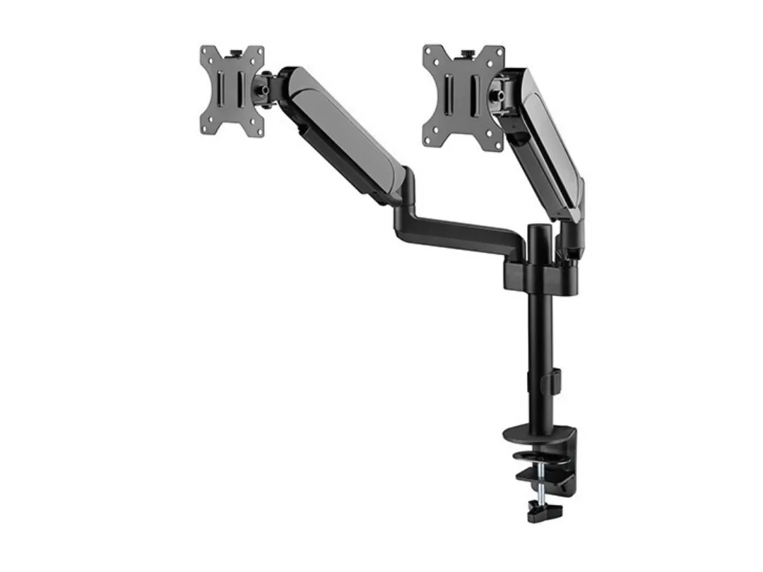 Skill Tech SH 48 C024 Dual Monitors Desk Pole-Mounted Gas Spring Monitor Arm Mount (Fit Most 17" ~ 32" Screen)