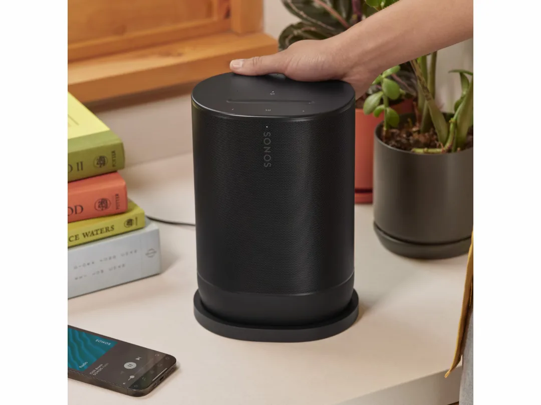 Sonos Move 2 Portable Bluetooth Smart Wireless Speaker | Built-in Alexa , AirPlay, Wi-Fi, Aux | IP56 Water Resistant | 24-Hour Battery | MOVE2UK1BLKR2 - Black