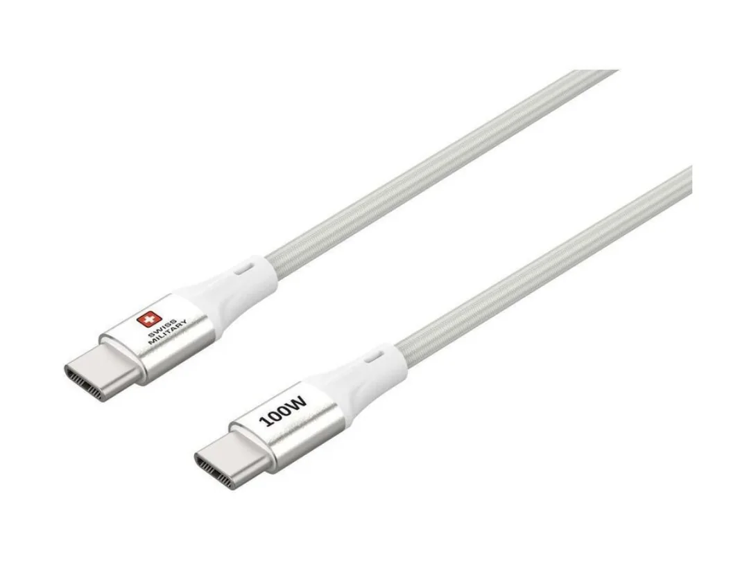 Swiss Military 100W USB Type C To Type C 1.2M Premium Braided Charging & Data Transfer Cable