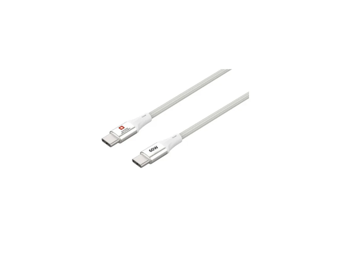 Swiss Military 60W USB Type C To Type C 1.2M Premium Braided Cable - White