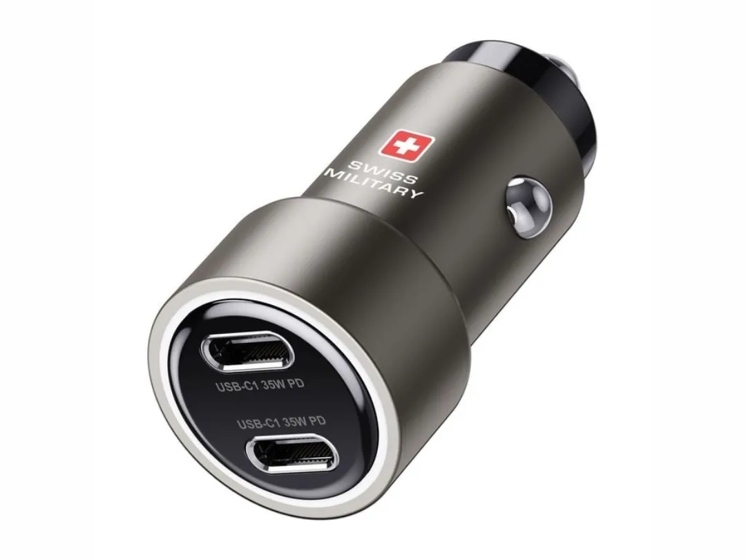 Swiss Military 70W PD Car Charger With Dual USB-C Ports - Grey