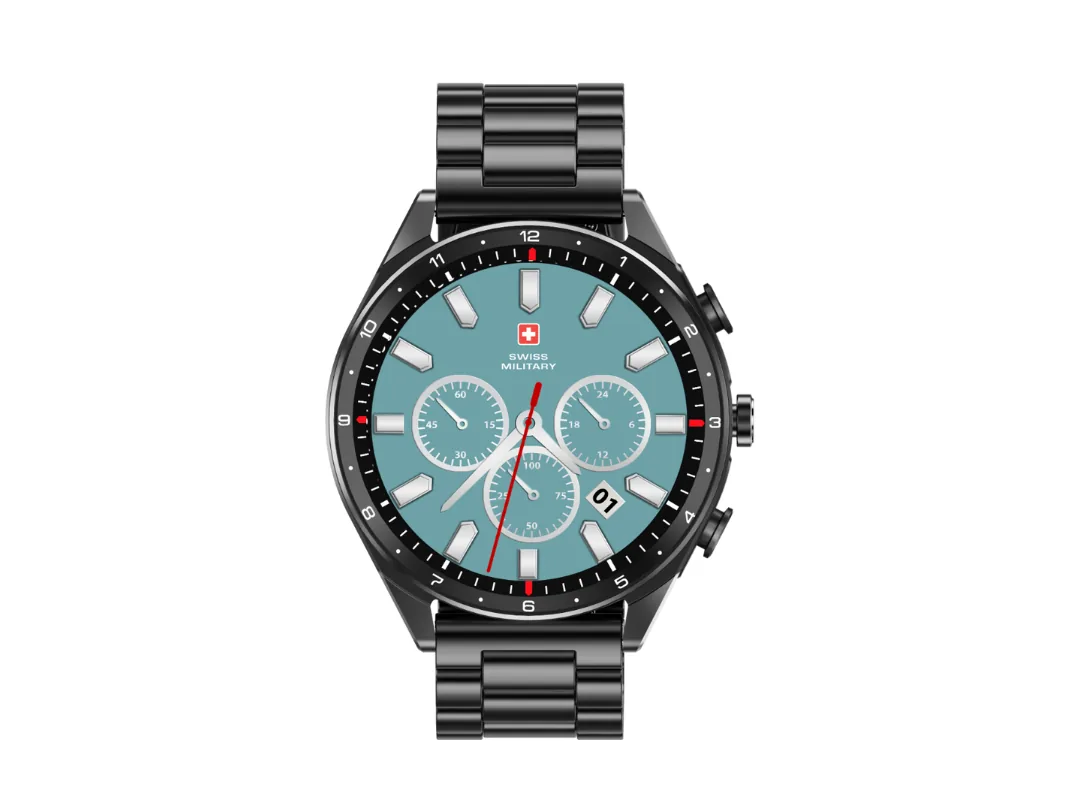 Swiss Military DOM Music Series 1 Smartwatch with Black Metal / Silicon Strap (2 Year Warranty)