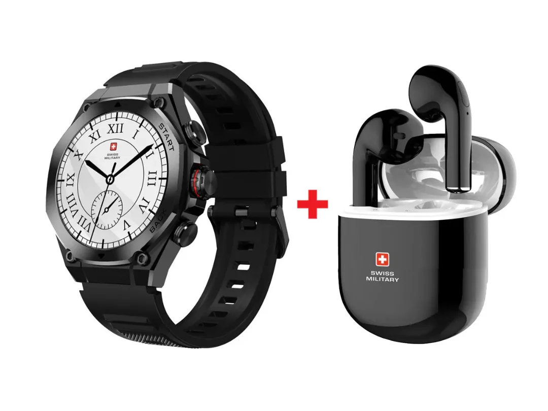 Swiss Military DOM 6 Smartwatch -Silicone Strap + Victor 5 Earbuds